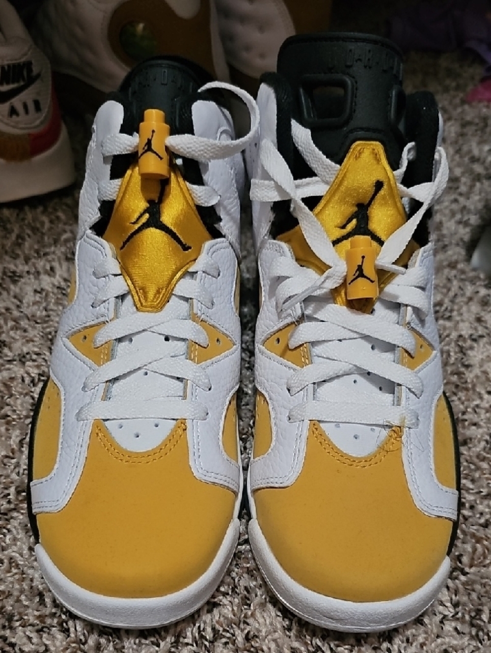 Jordan 6 Retro White, Black & Gold/Yellow High-Top Sneakers - Picture 3 of 14